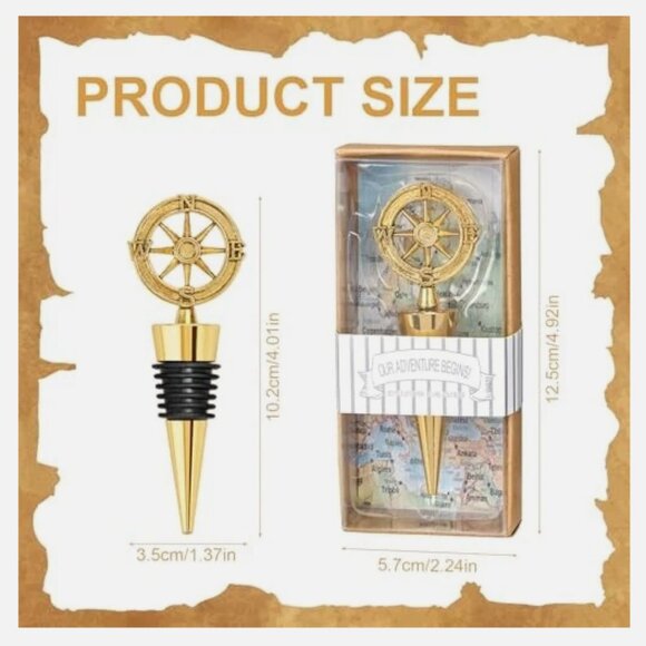 28 Pack Rudder Wine Bottle Stoppers Compass Nautical Reusable Party Favors Corks - Picture 2 of 9
